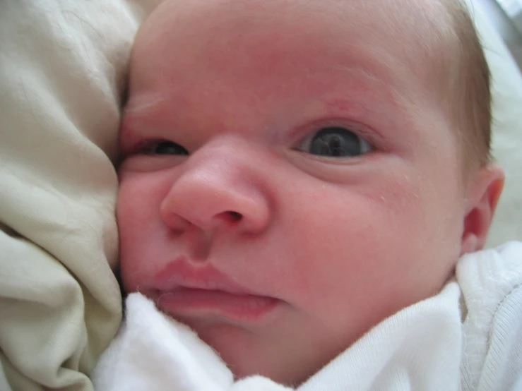 a close up s of a baby laying on its side