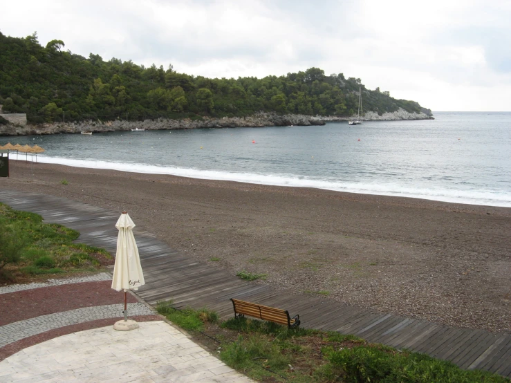 a beach that has a few steps up to it