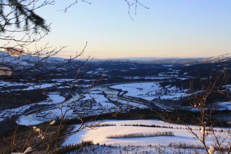 view of the mountains on an early winter day