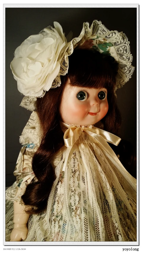 a doll is dressed in a very big outfit