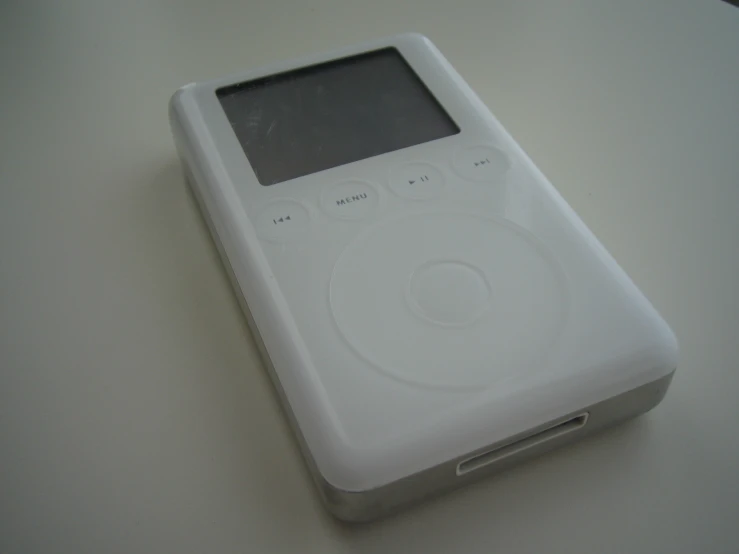 a portable music player sitting on a table