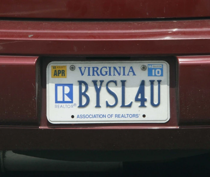 a license plate that says, virginia rr by slau