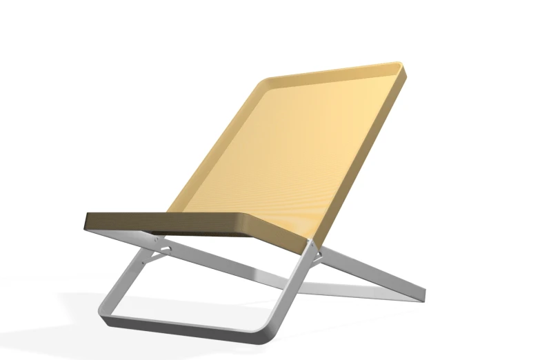 a modern lounge chair is shown with a gold - colored cover