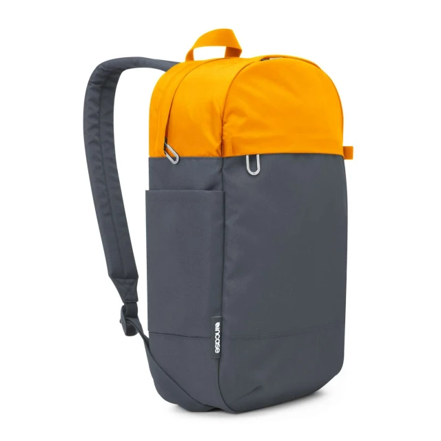 a back pack that is gray and orange