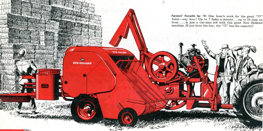 an illustration of a red tractor with four wheels