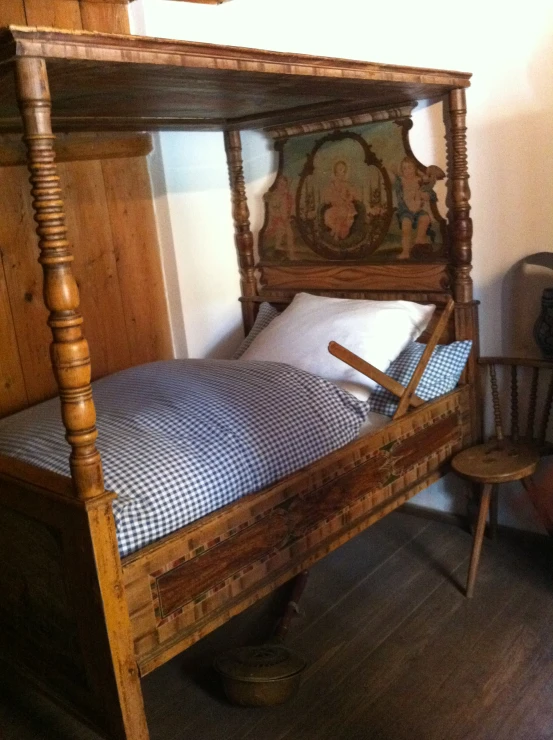 a bed with a headboard and foot board