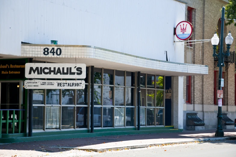 a view of the outside of a business called michael's