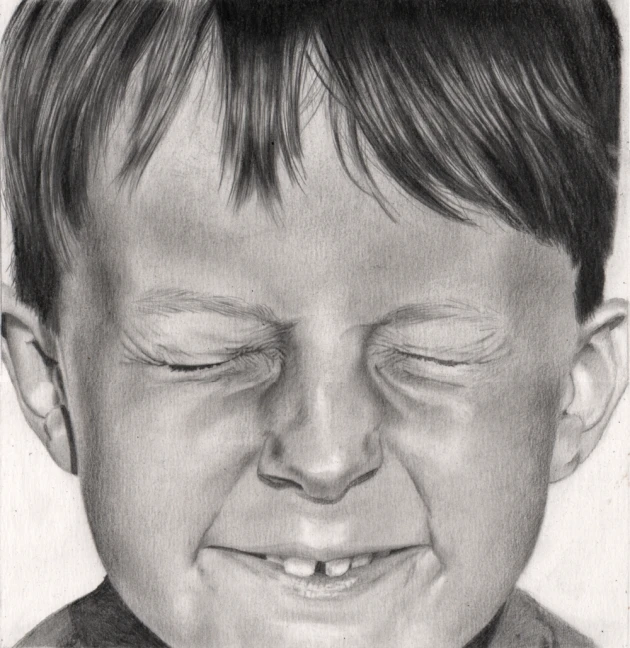 a close up view of a childs face