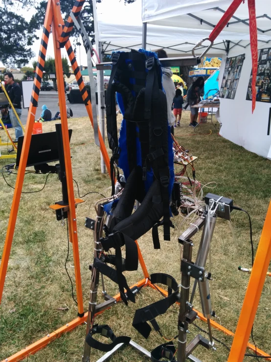 a group of scuba equipment are being placed on display