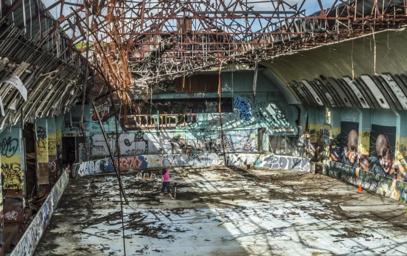 an abandoned building with graffiti and other graffiti all over it