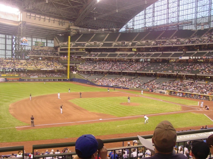 the stands at a baseball stadium with fans watching