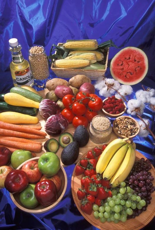 a large spread of fruits, vegetables and herbs