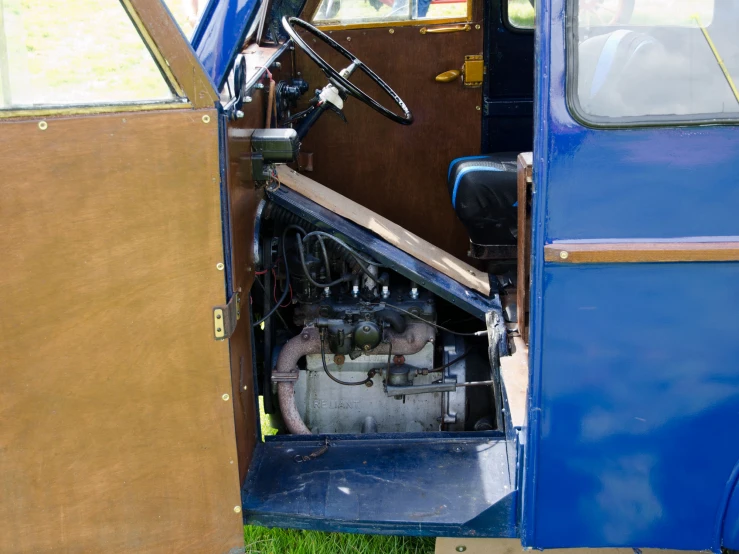 the engine compartment of a bus with no windows