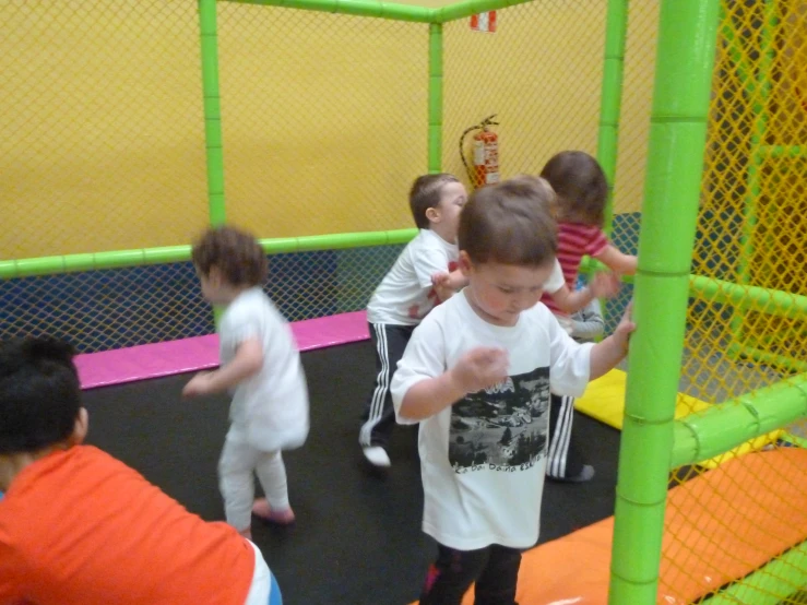 s are playing in the indoor trampoline