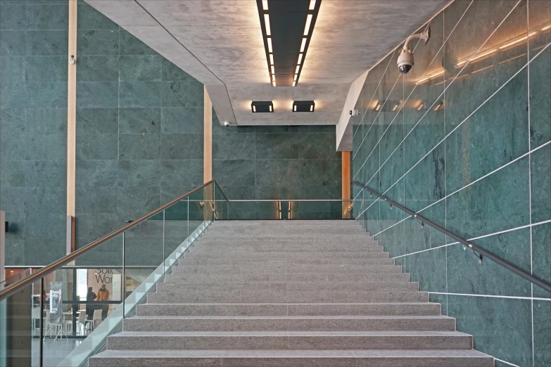 an empty stairway in an elegant modern building