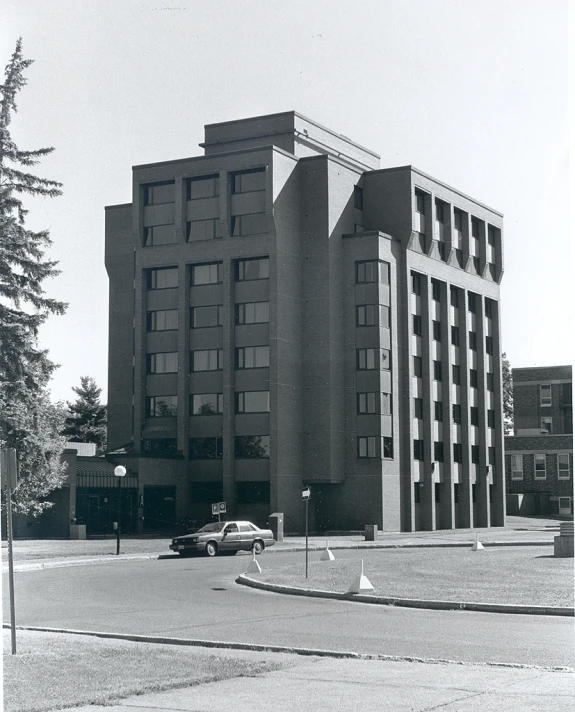 a large building next to the road