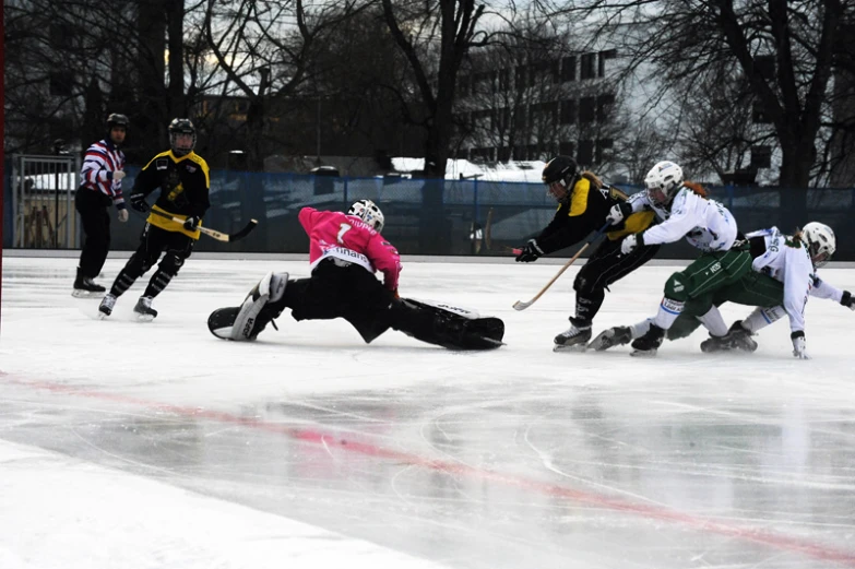 children are in line for the ice hockey game