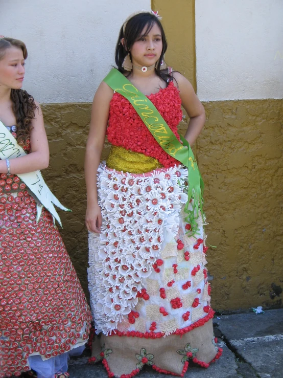 two girls wearing skirts with different types of crocheted fabrics