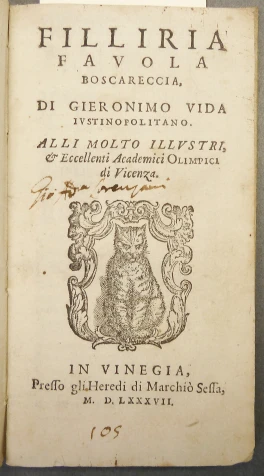 the first page of a copy of filliriia from venice