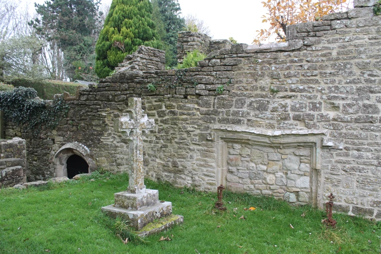 an old cemetery with graves and crosses on green grass