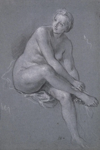 a drawing of a  woman sitting in the sand
