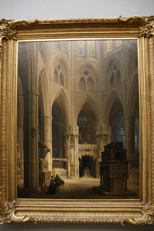 reflection in mirror of old ornate building with arches