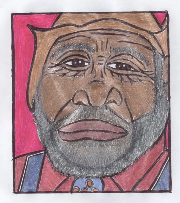 a colored pencil drawing of an elderly man