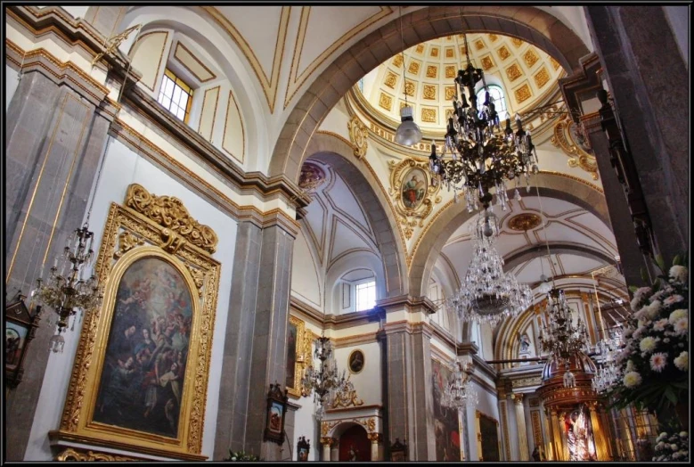an interior view of a church with high vaulted ceilings