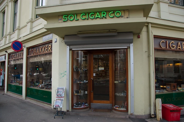 an old cigar store on a corner street