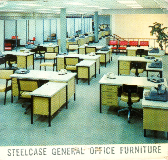 a room full of desks that have been cleaned and put together