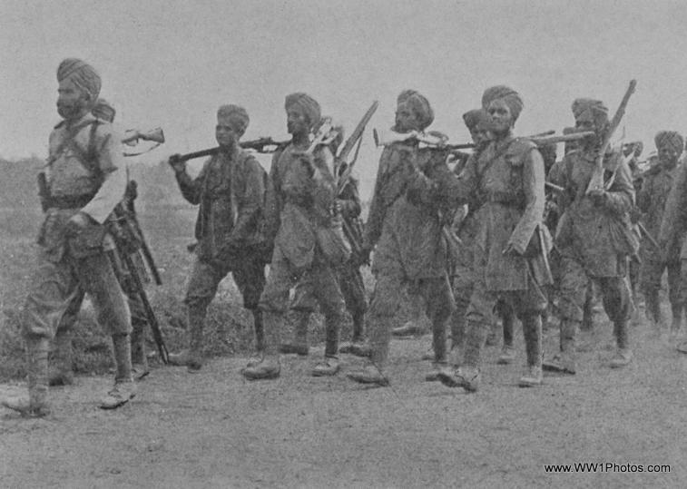 an old po of african soldiers walking