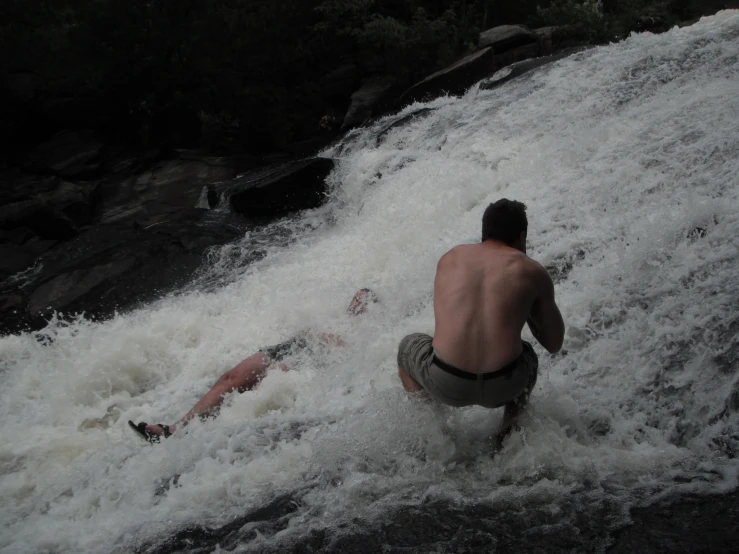 there is a man that is standing on the water