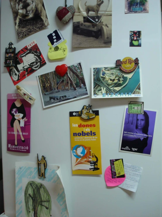 a refrigerator door with many different items on it