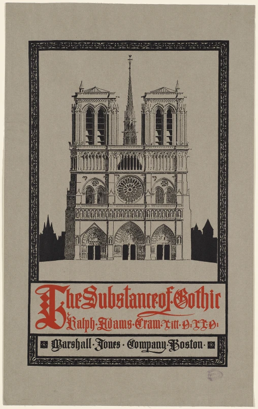 a poster with the famous cathedral in red