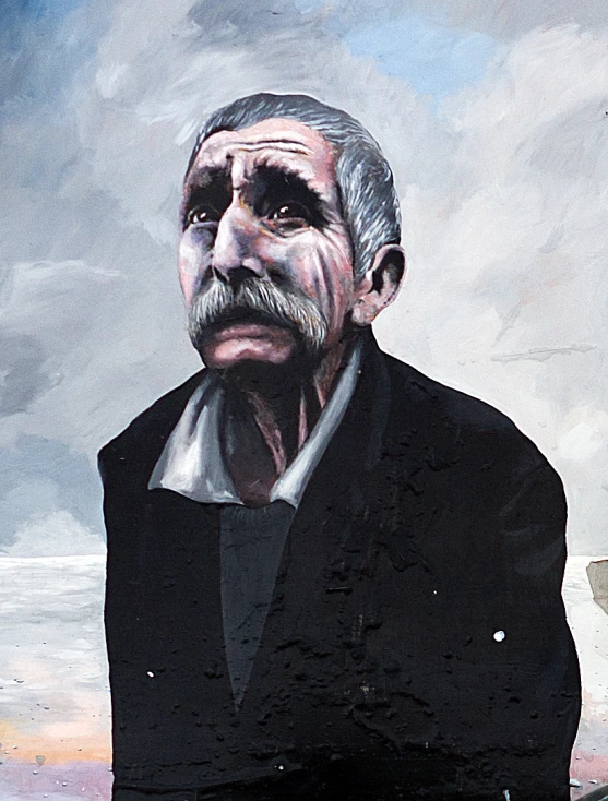 a painting of an older man with a mustache and grey hair