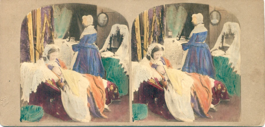 an antique image of two pictures of ladies in gowns