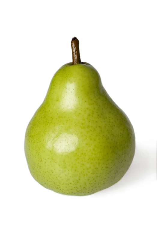 a green pear is shown against a white background