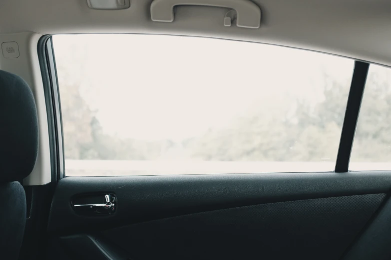 the back seat of a car with one on showing