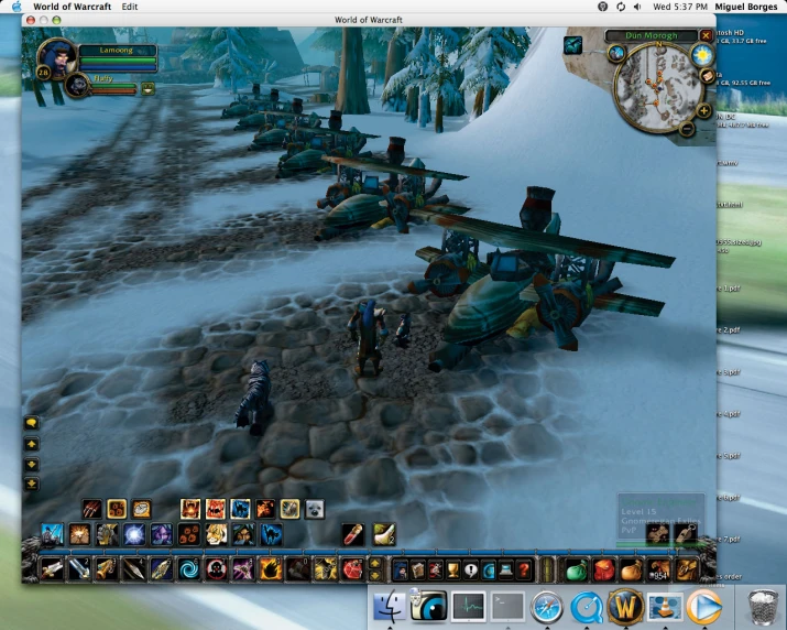 an interactive computer screen shows an army formation in a snowy scene