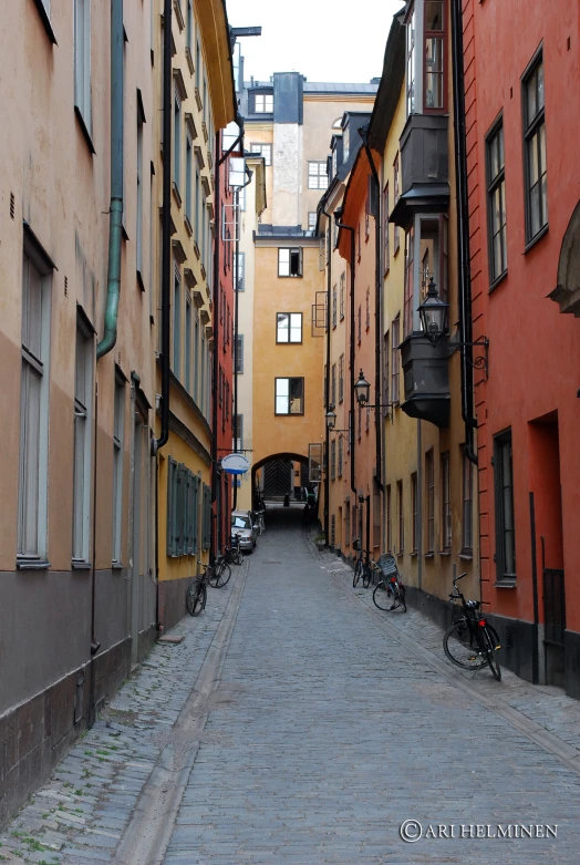 the street is wide and narrow, with no traffic