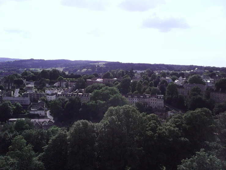 a panoramic view of trees and buildings near by