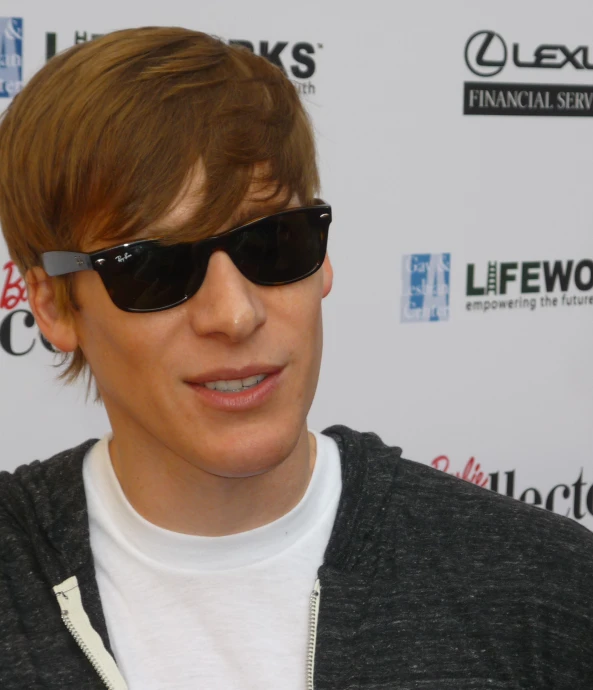 a close - up of a young man wearing sunglasses