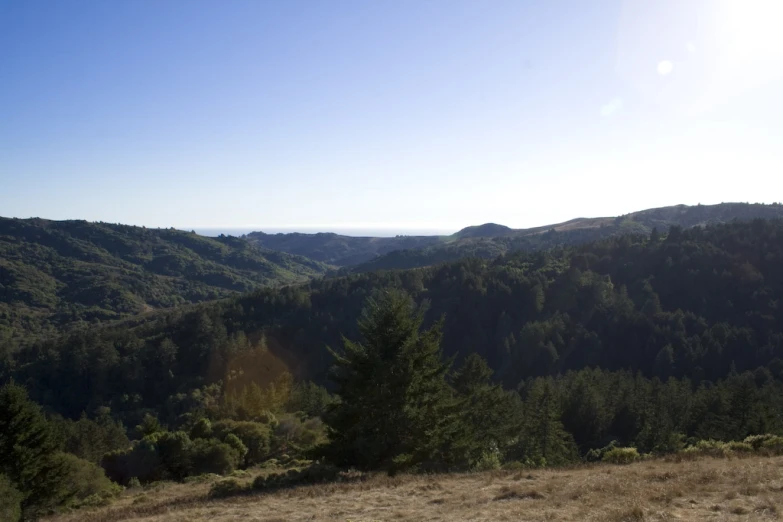 the view of green mountains from a mountain top