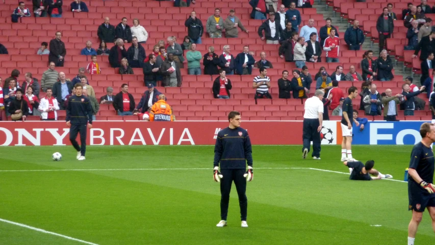 people standing in the stands during an organized soccer match