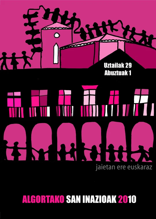 a poster for a concert in which children are standing in a courtyard