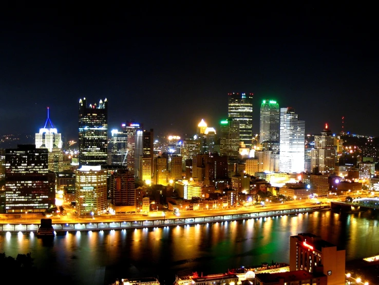 a night view of a large city from the air