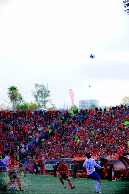 a group of people playing a game of soccer