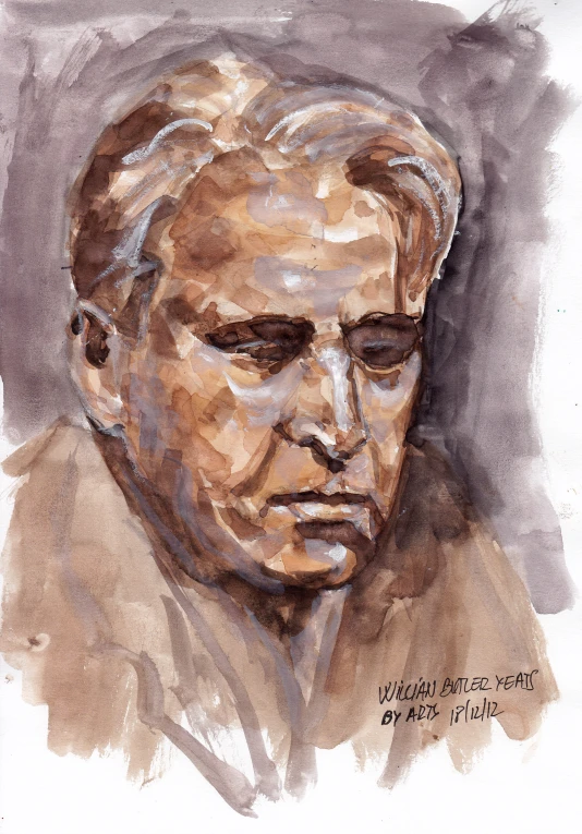 a watercolor sketch or painting of a man's face