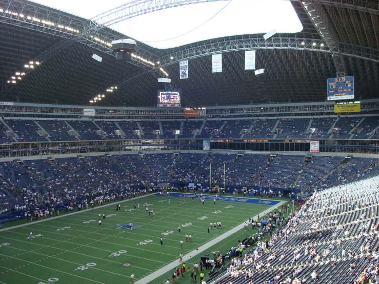 a stadium with a football field on it