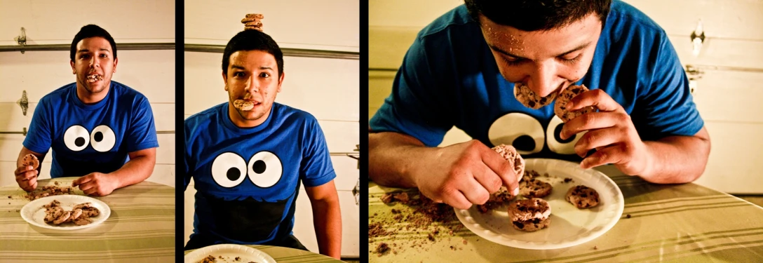 a man eats chocolate cake from a plate